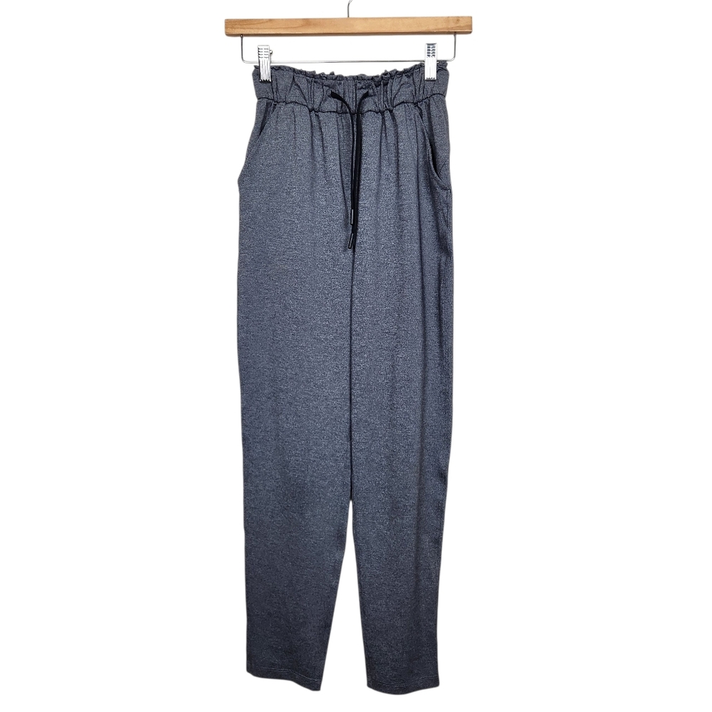 lululemon Keep Moving Heathered Grey Black Workout Track Pants Womens Size 0